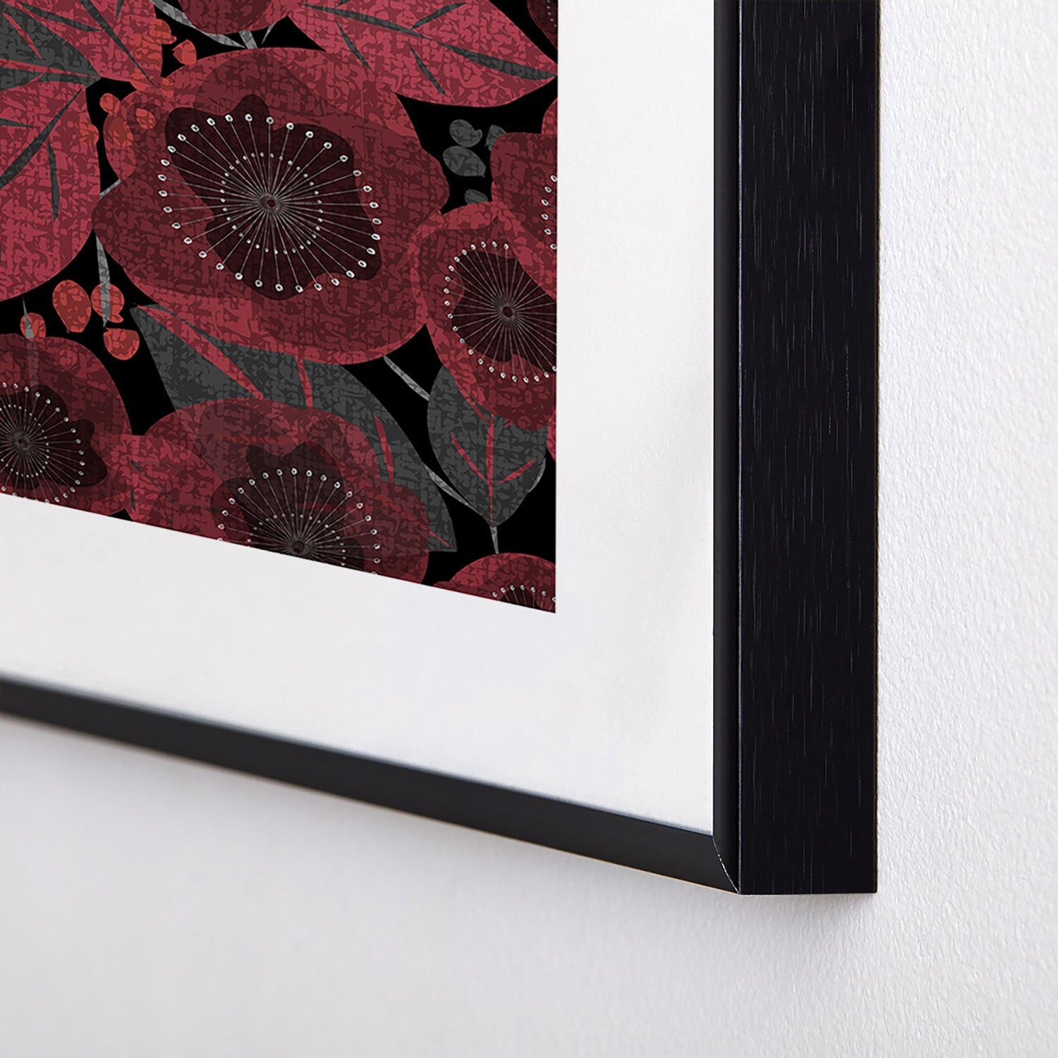 Mirimo Dark Red Romance Metal Framed Art Print
