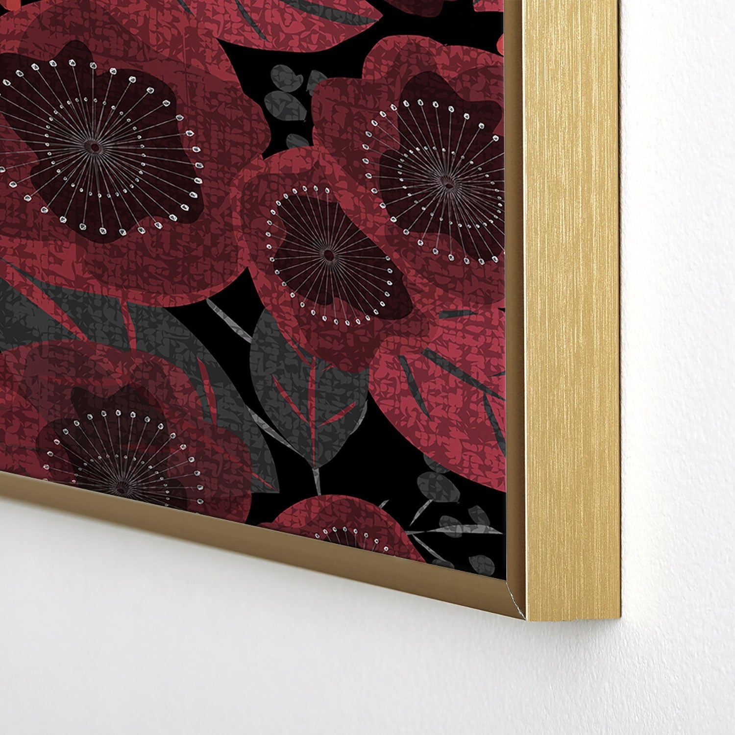 Mirimo Dark Red Romance Square Metal Framed Art Print
