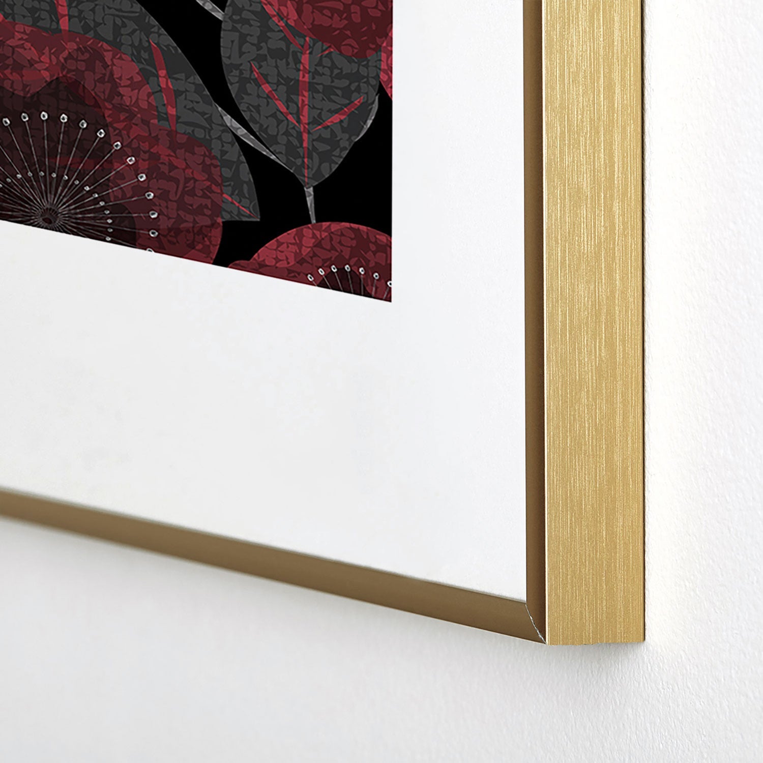 Mirimo Dark Red Romance Metal Framed Art Print