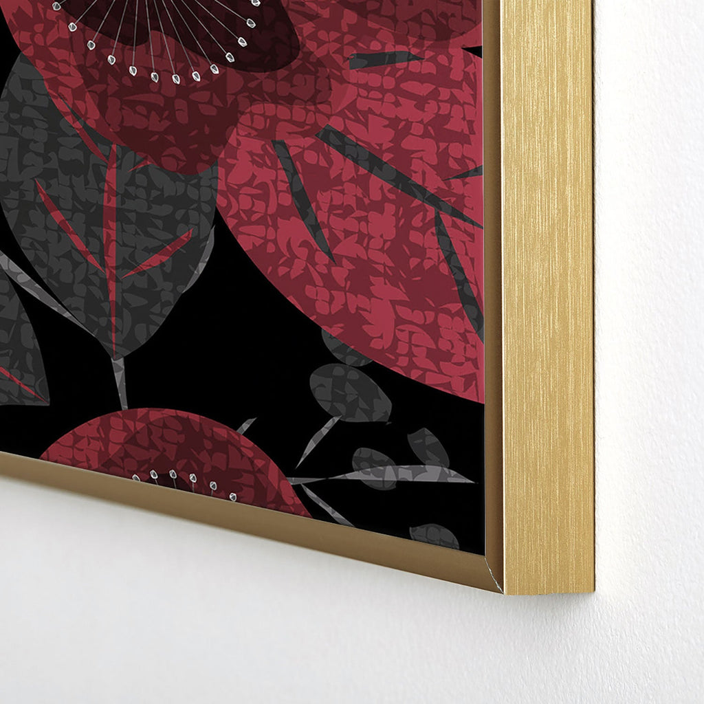 Mirimo Dark Red Romance Square Metal Framed Art Print