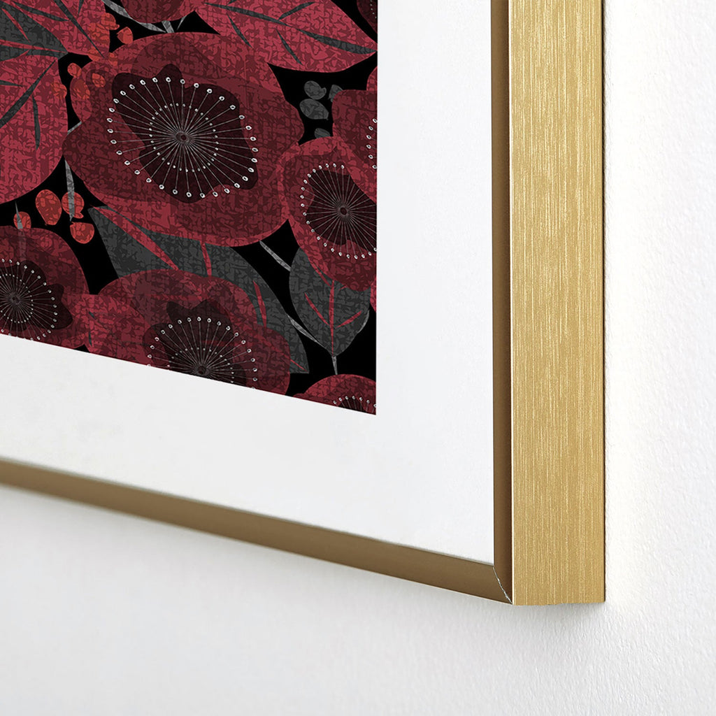 Mirimo Dark Red Romance Metal Framed Art Print