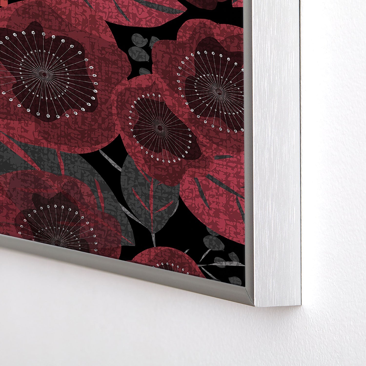 Mirimo Dark Red Romance Square Metal Framed Art Print