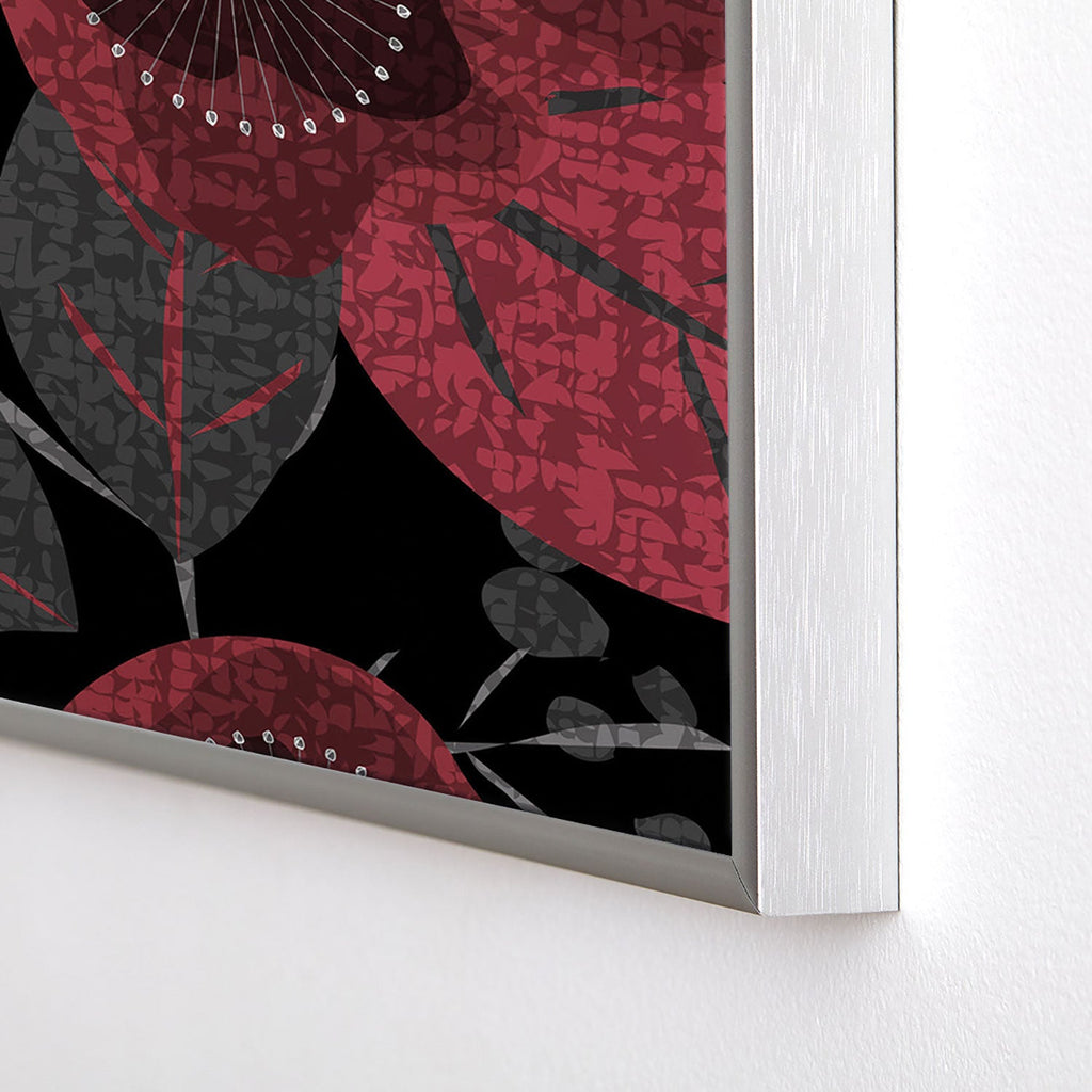 Mirimo Dark Red Romance Square Metal Framed Art Print