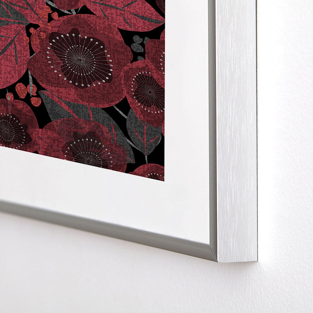 Mirimo Dark Red Romance Metal Framed Art Print