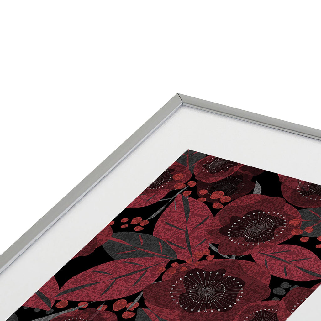 Mirimo Dark Red Romance Metal Framed Art Print
