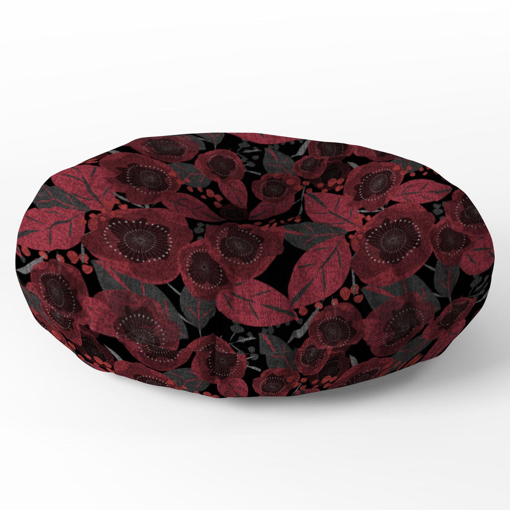 Mirimo Dark Red Romance Floor Pillow Round