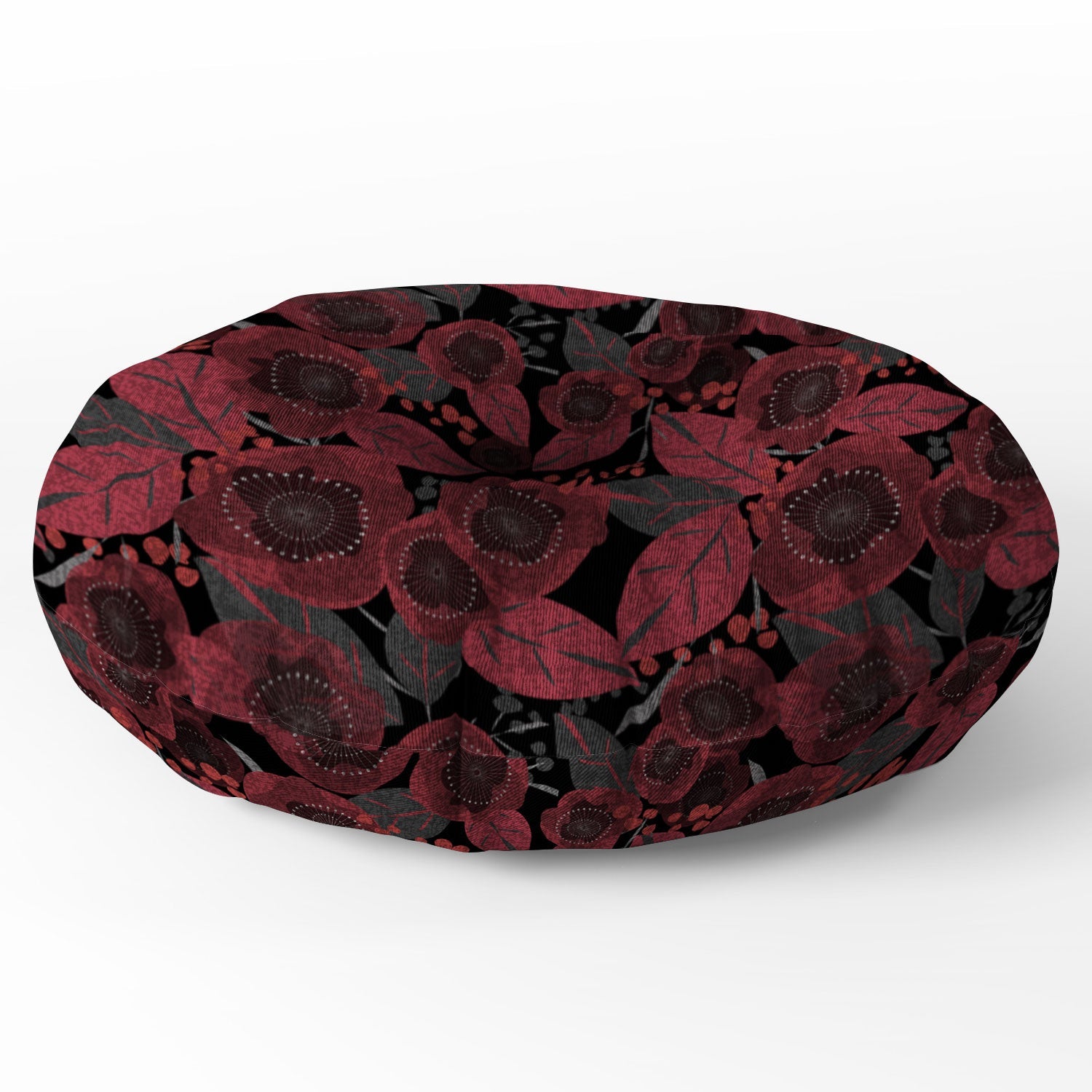 Mirimo Dark Red Romance Floor Pillow Round