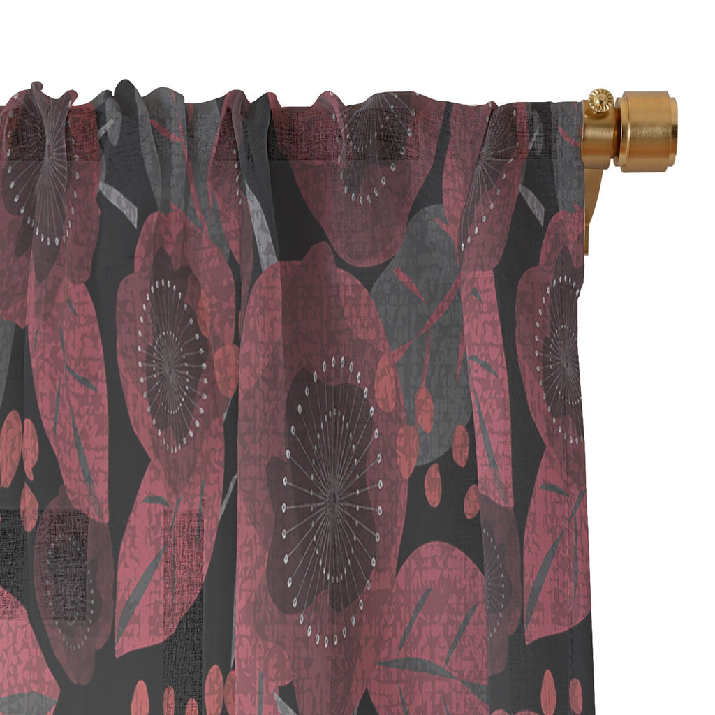 Mirimo Dark Red Romance Sheer Window Curtain