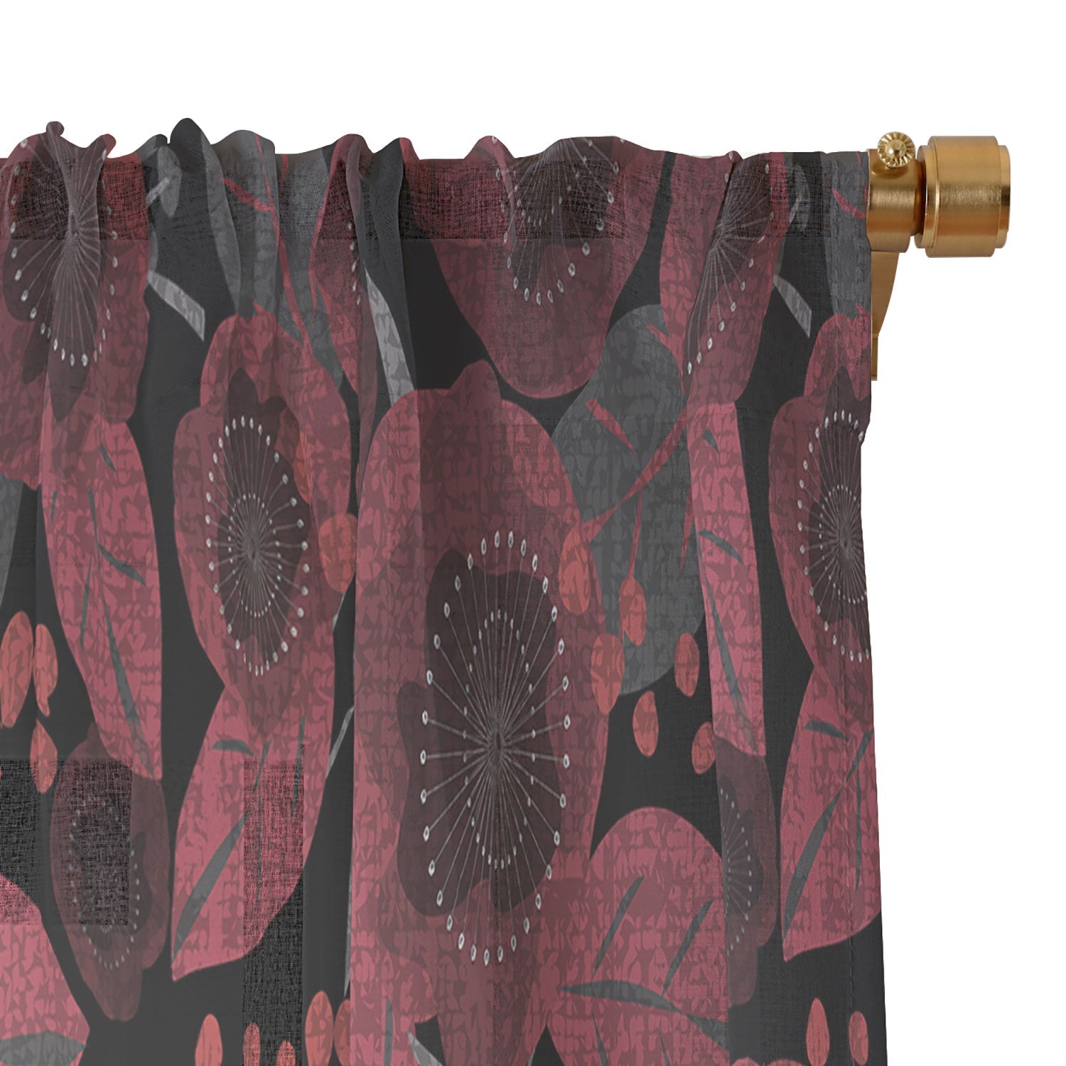 Mirimo Dark Red Romance Sheer Window Curtain