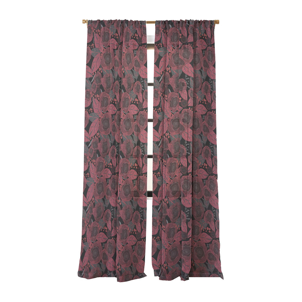 Mirimo Dark Red Romance Sheer Window Curtain