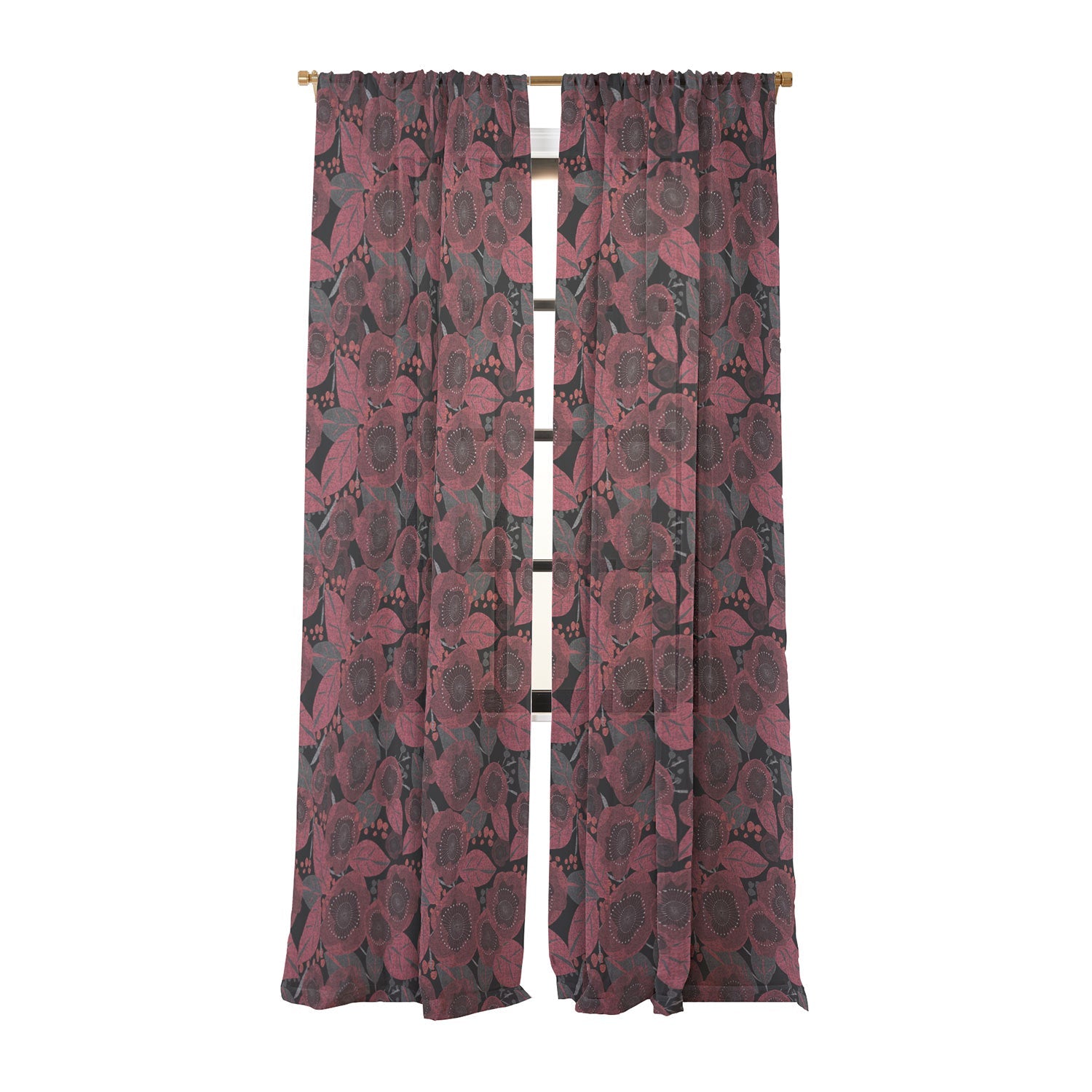 Mirimo Dark Red Romance Sheer Window Curtain