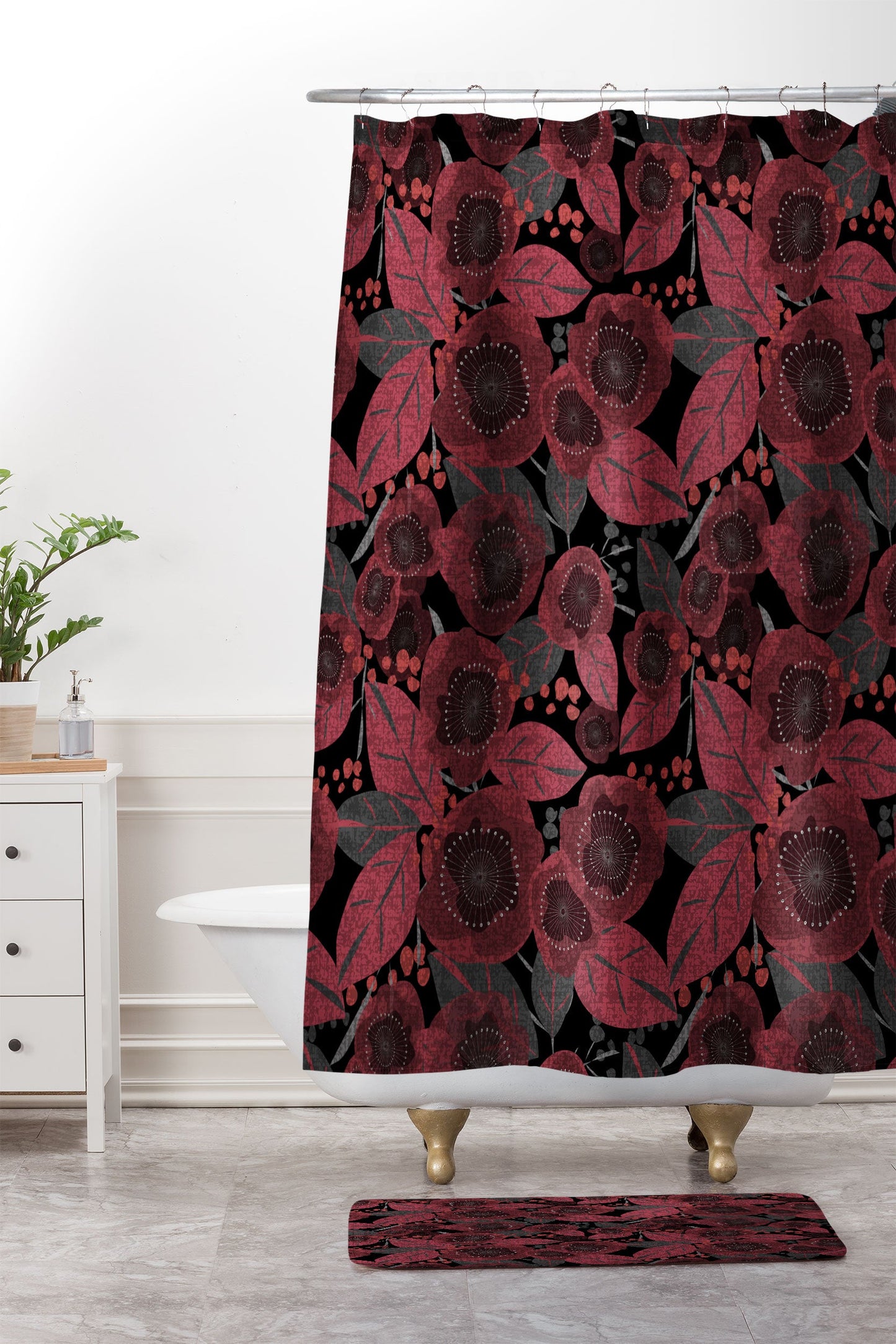 Mirimo Dark Red Romance Memory Foam Bath Mat