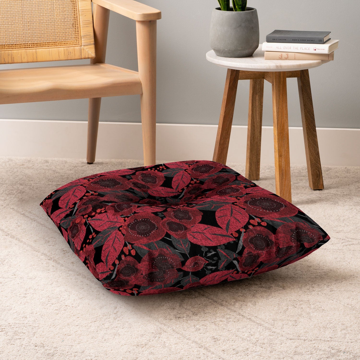 Mirimo Dark Red Romance Floor Pillow Square