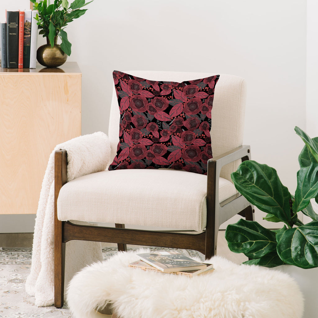 Mirimo Dark Red Romance Throw Pillow