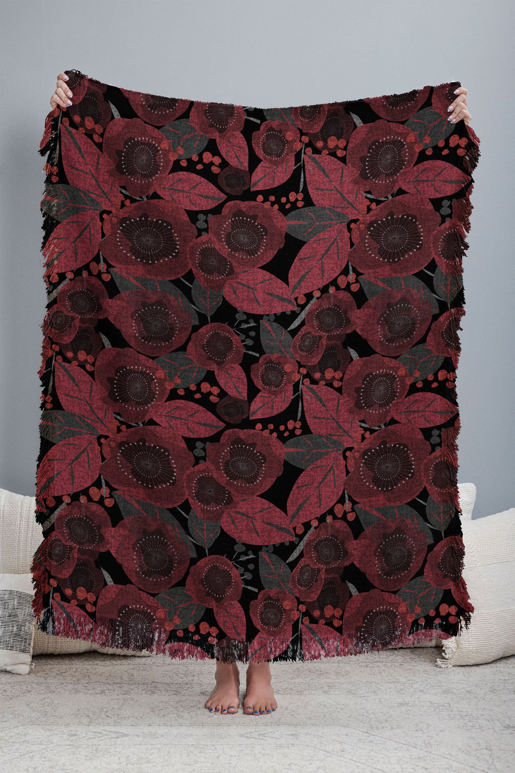 Mirimo Dark Red Romance Throw Blanket