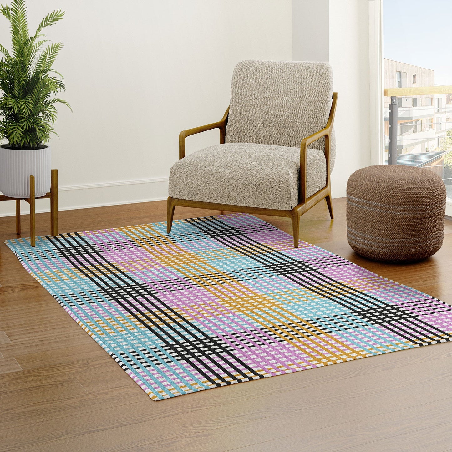Mirimo Multicolor Gingham Grid Area Rug