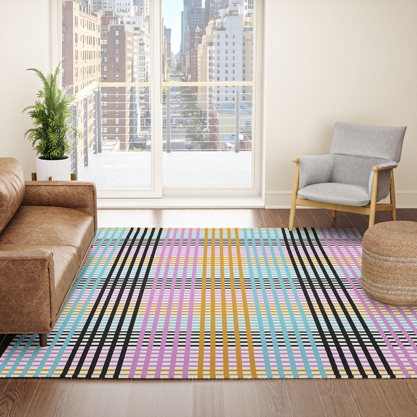 Mirimo Multicolor Gingham Grid Area Rug
