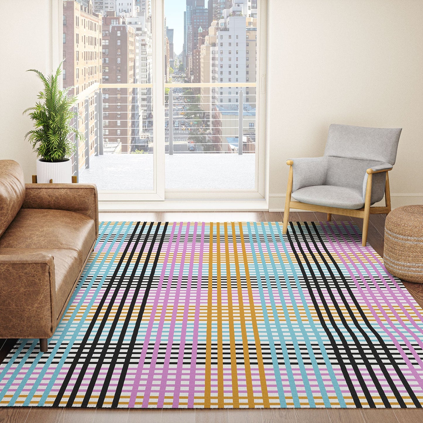 Mirimo Multicolor Gingham Grid Area Rug