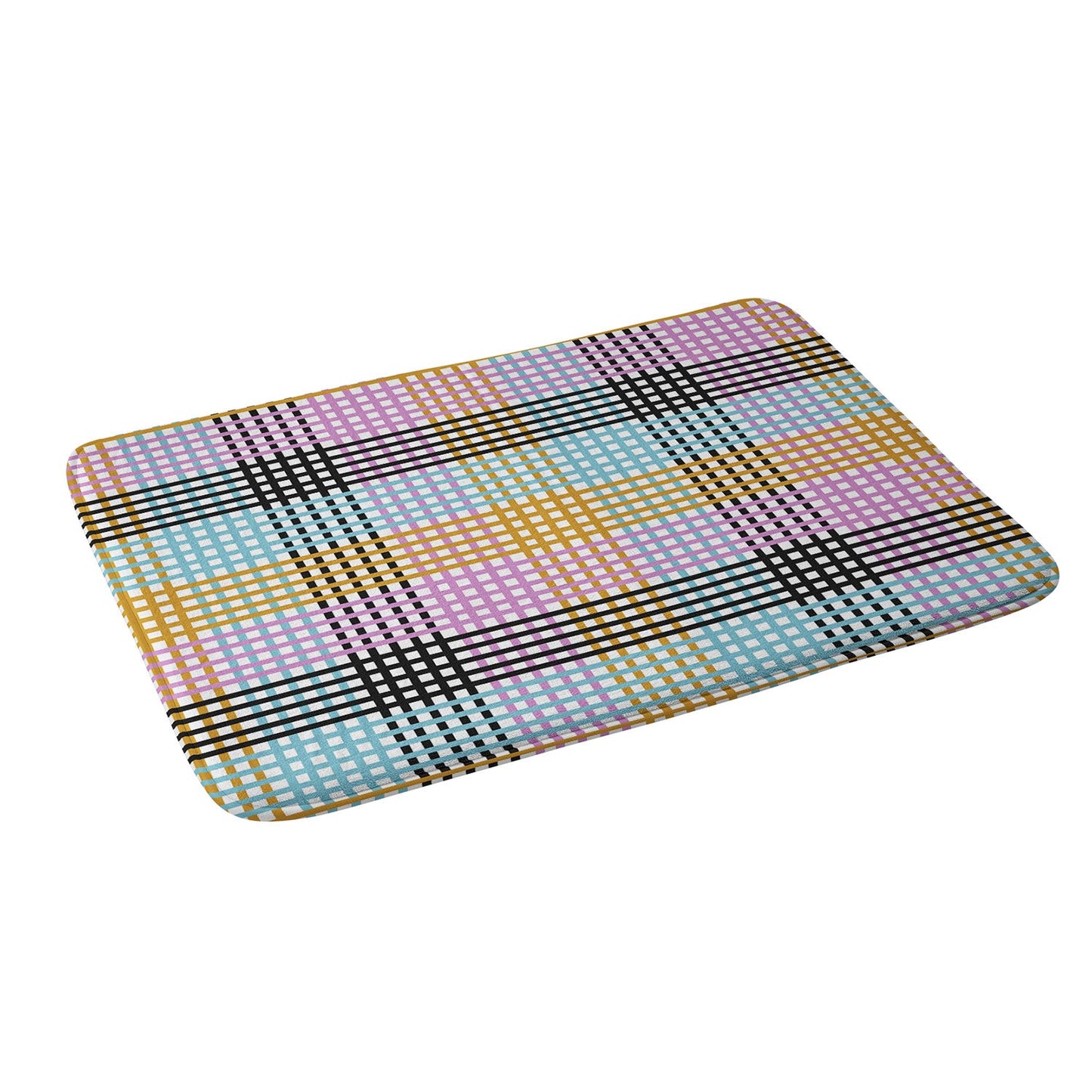 Mirimo Multicolor Gingham Grid Memory Foam Bath Mat