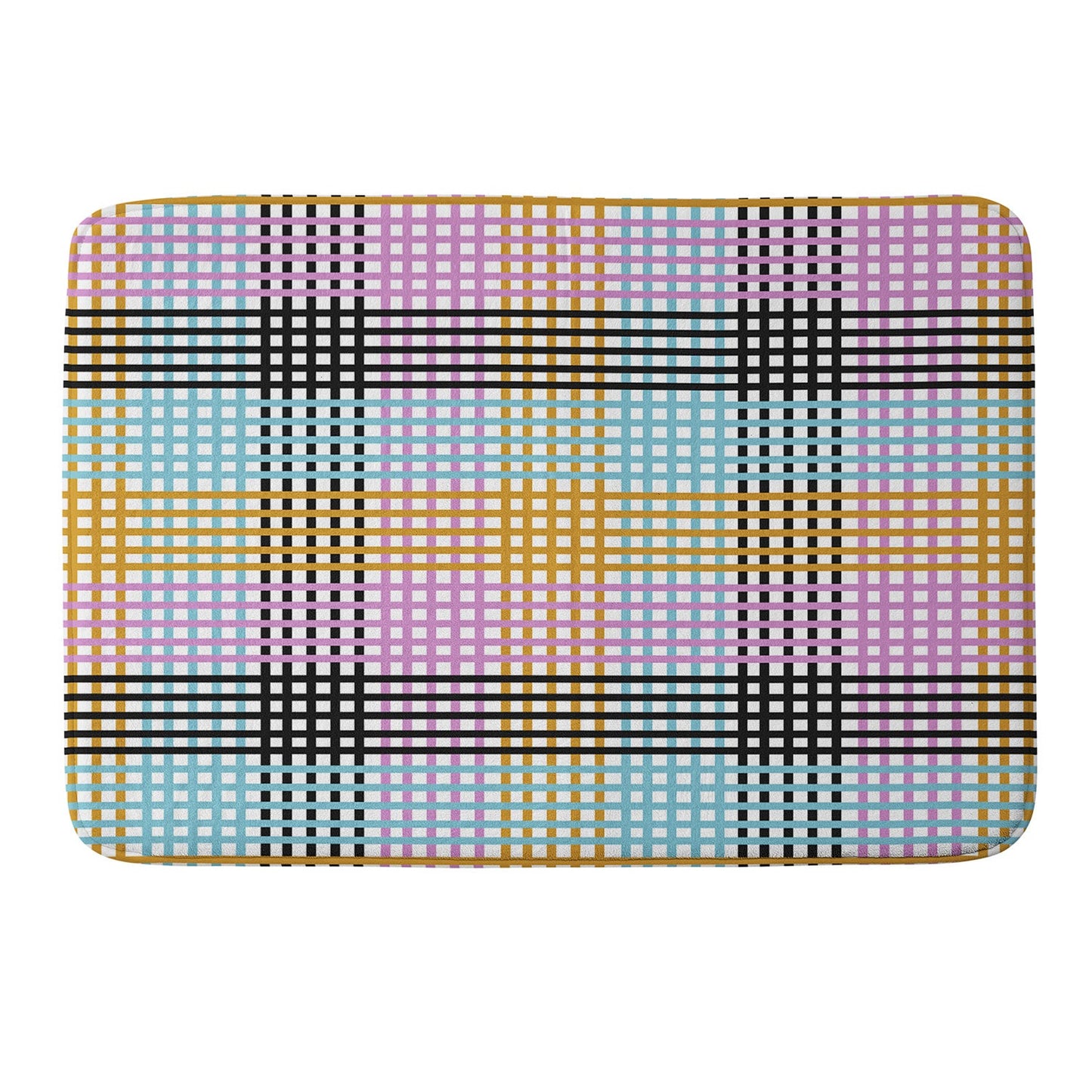 Mirimo Multicolor Gingham Grid Memory Foam Bath Mat
