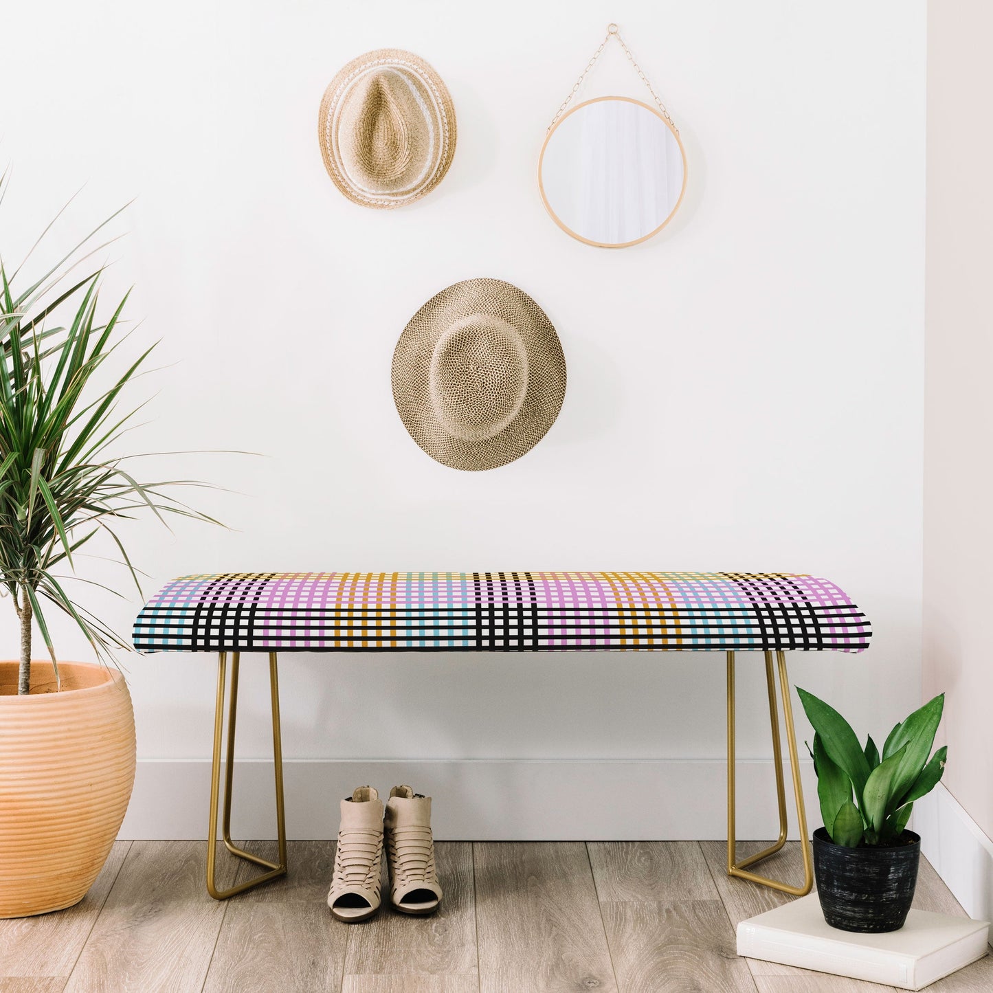 Mirimo Multicolor Gingham Grid Bench