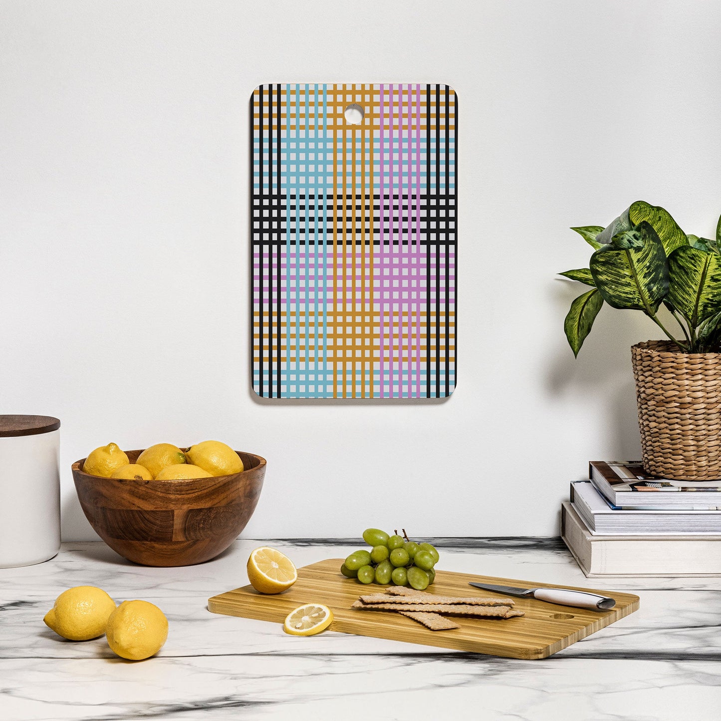 Mirimo Multicolor Gingham Grid Cutting Board Rectangle