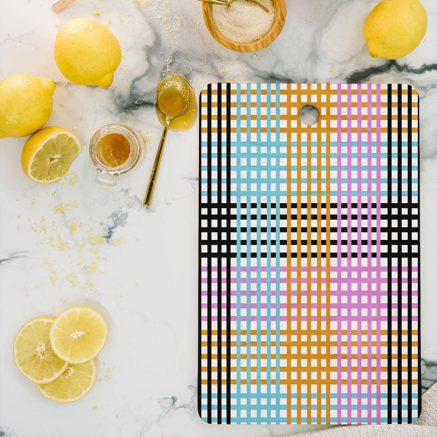 Mirimo Multicolor Gingham Grid Cutting Board Rectangle