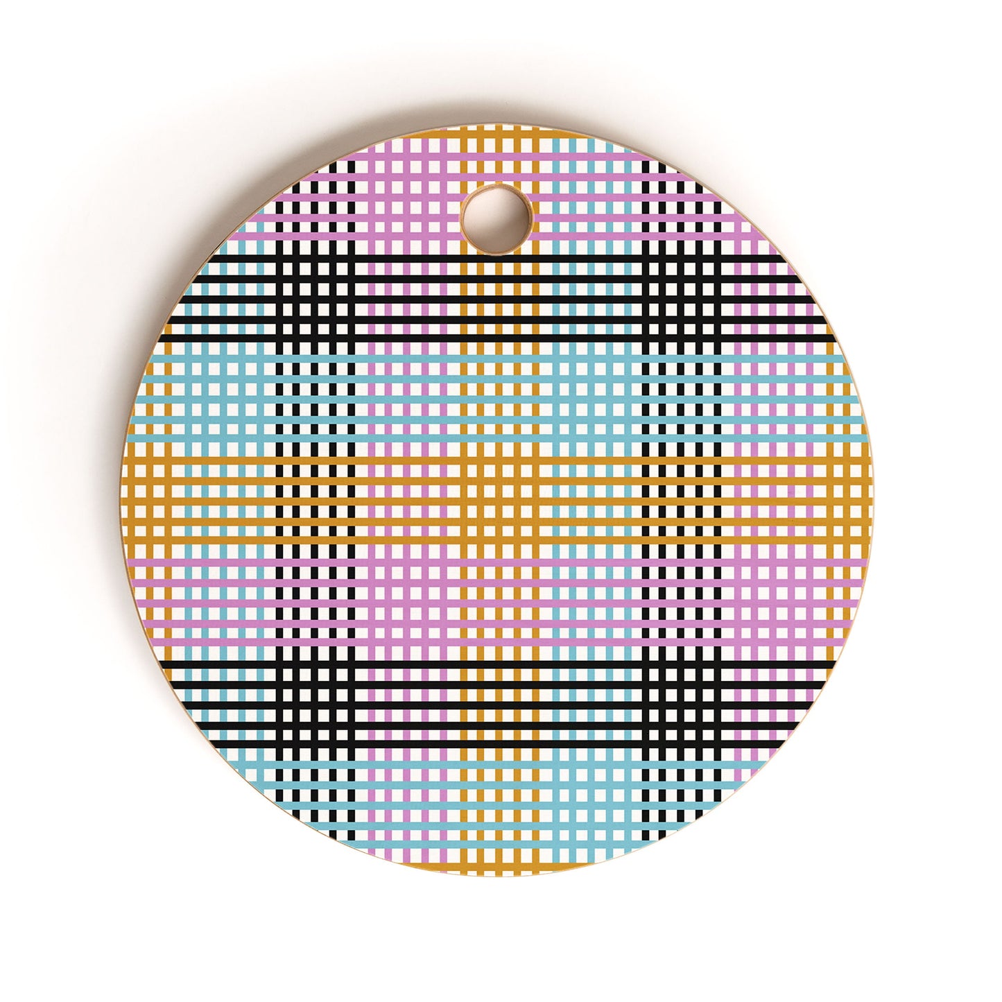 Mirimo Multicolor Gingham Grid Cutting Board Round