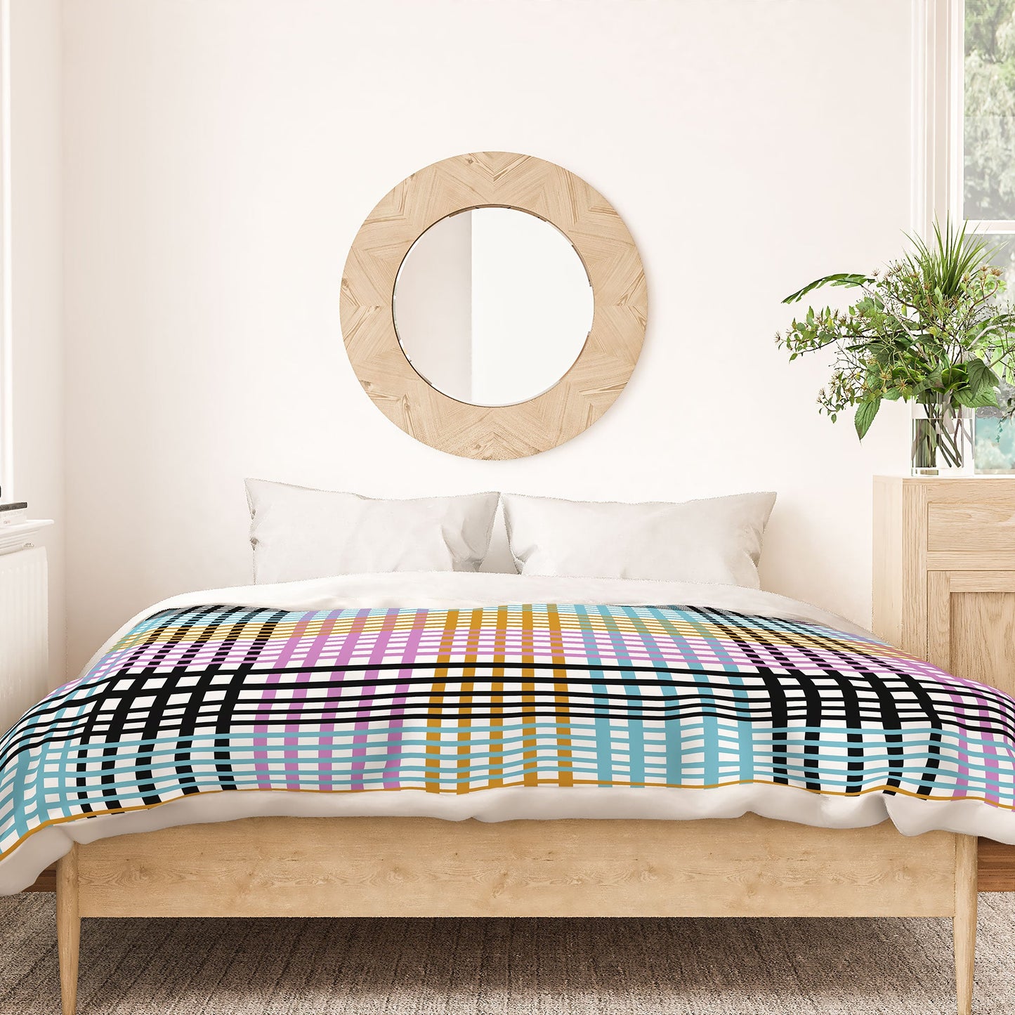 Mirimo Multicolor Gingham Grid Duvet Cover