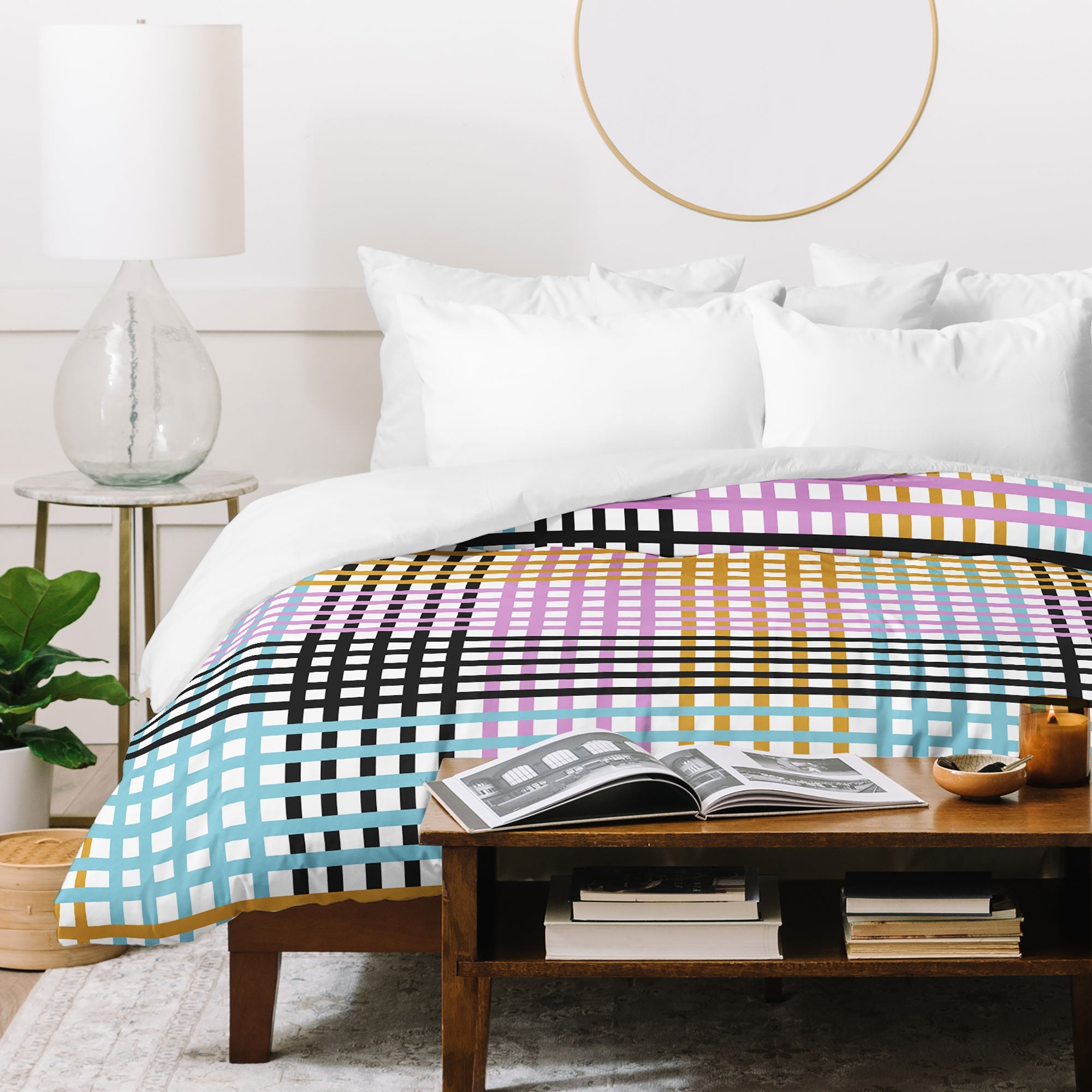 Mirimo Multicolor Gingham Grid Duvet Cover