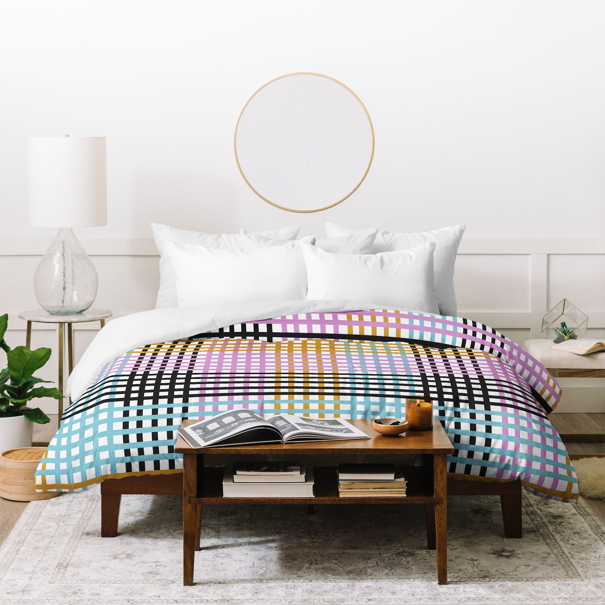 Mirimo Multicolor Gingham Grid Duvet Cover