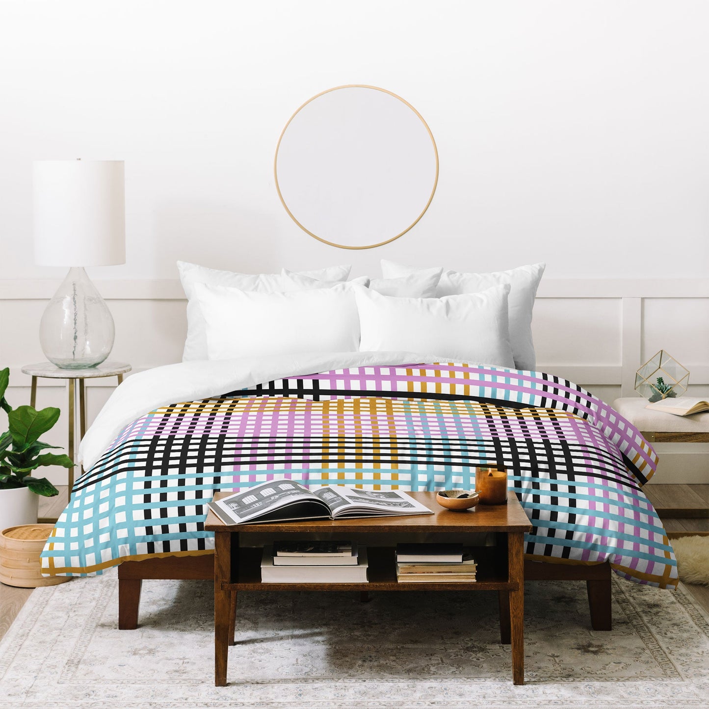 Mirimo Multicolor Gingham Grid Duvet Cover