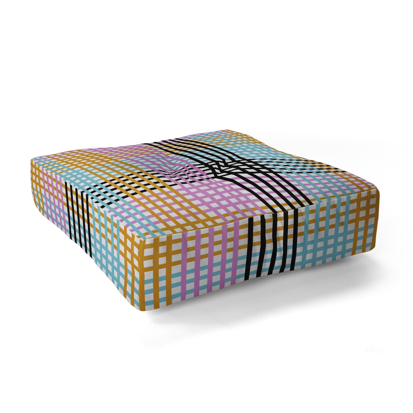Mirimo Multicolor Gingham Grid Floor Pillow Square