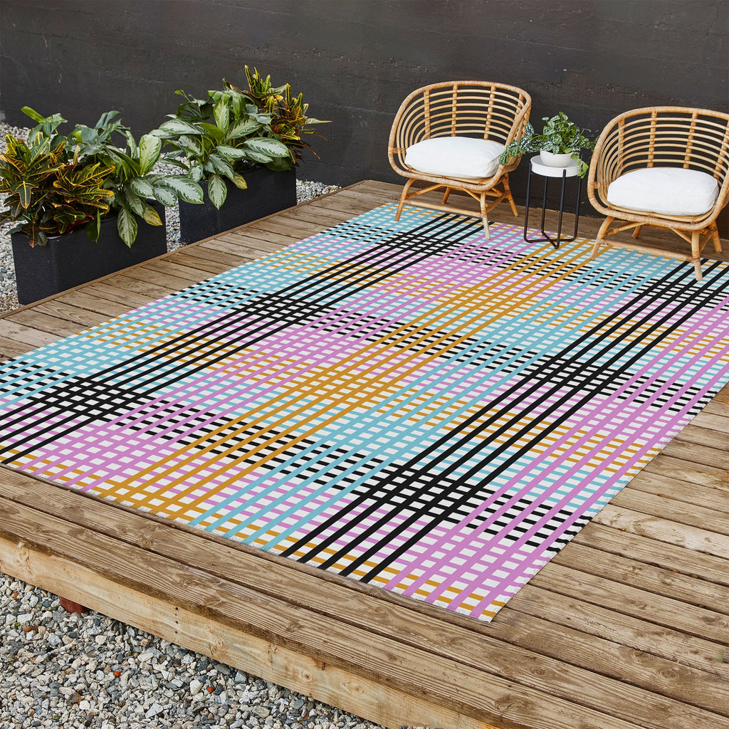 Mirimo Multicolor Gingham Grid Outdoor Rug