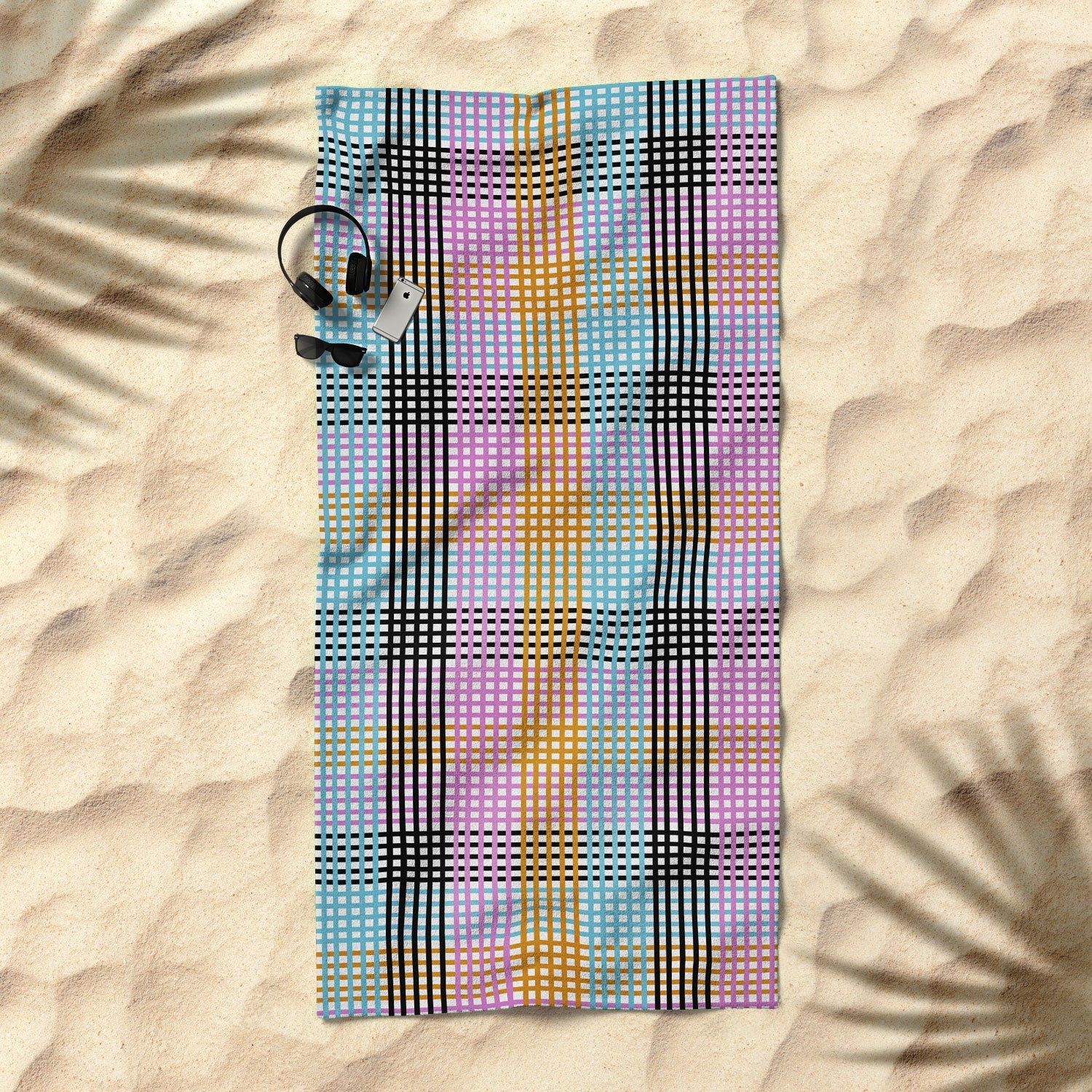 Mirimo Multicolor Gingham Grid Beach Towel