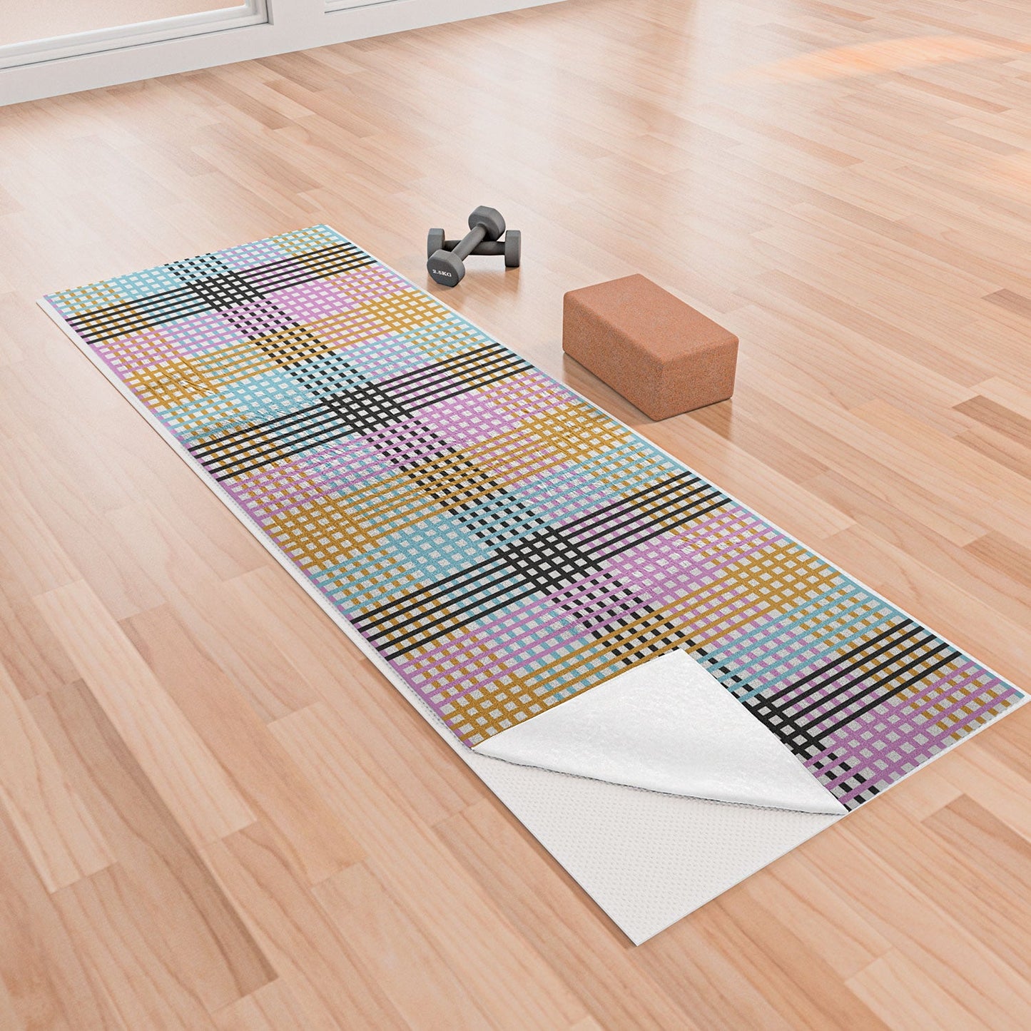 Mirimo Multicolor Gingham Grid Yoga Towel