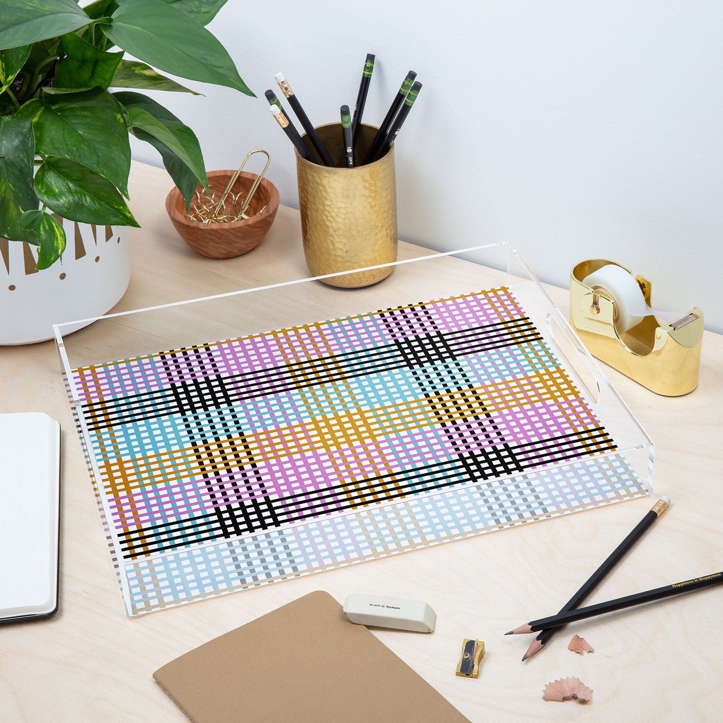 Mirimo Multicolor Gingham Grid Acrylic Tray