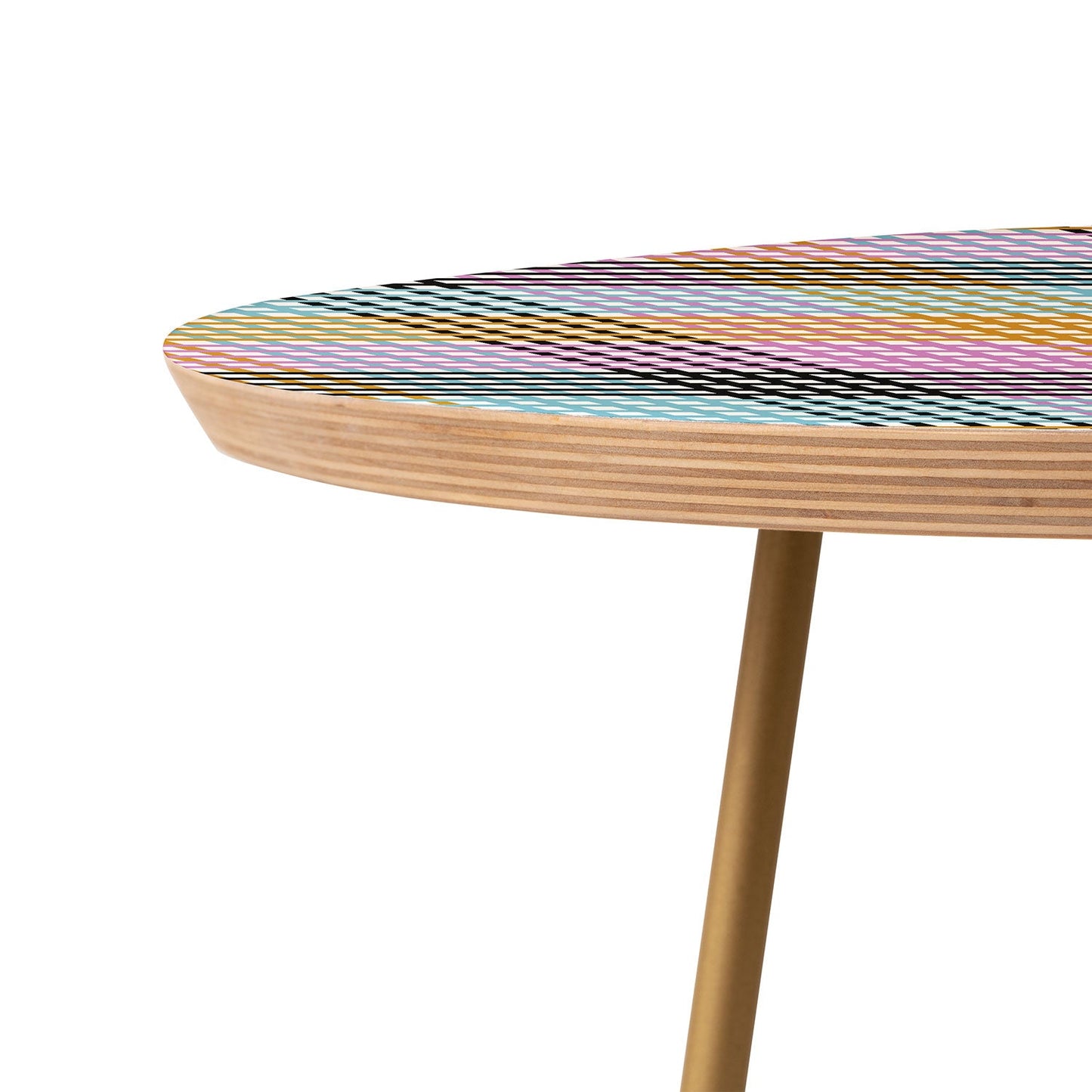 Mirimo Multicolor Gingham Grid Round Side Table