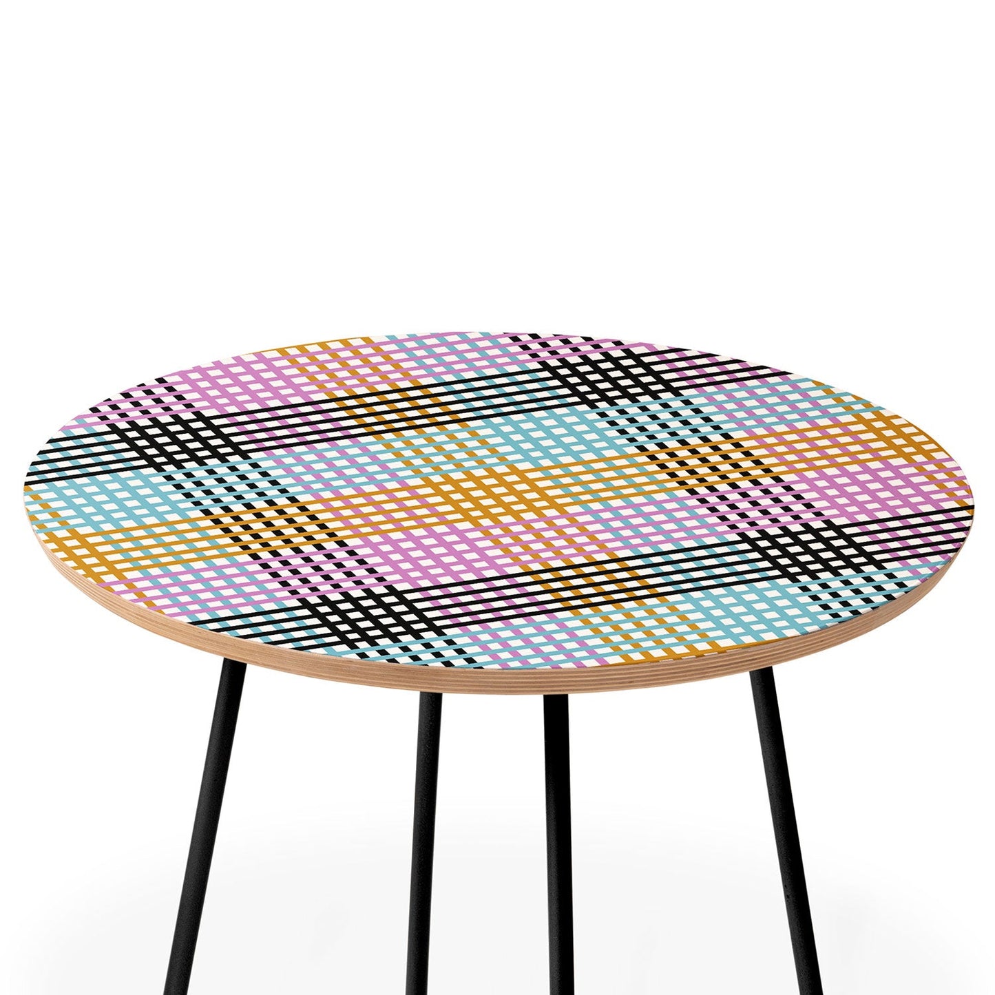 Mirimo Multicolor Gingham Grid Round Side Table