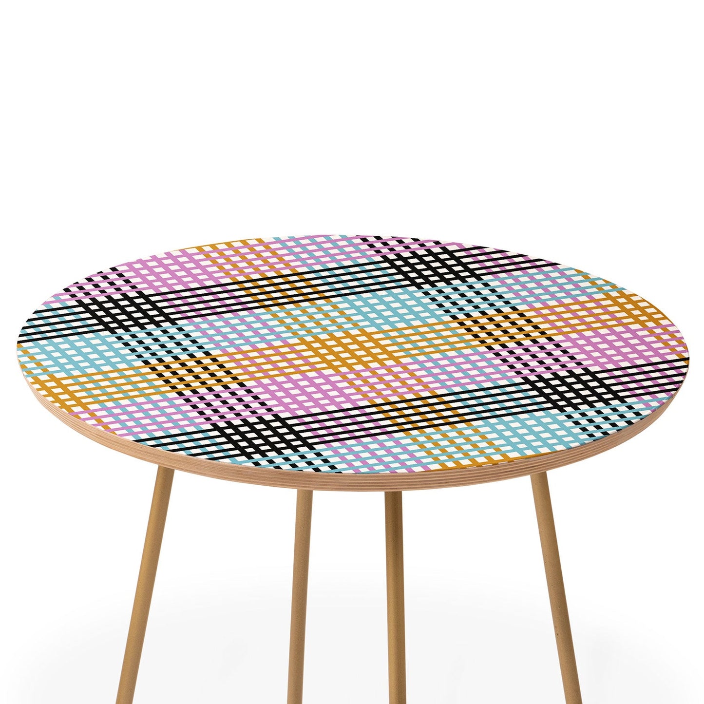 Mirimo Multicolor Gingham Grid Round Side Table