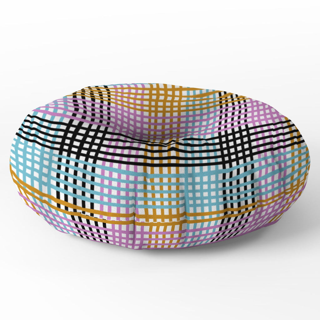 Mirimo Multicolor Gingham Grid Floor Pillow Round