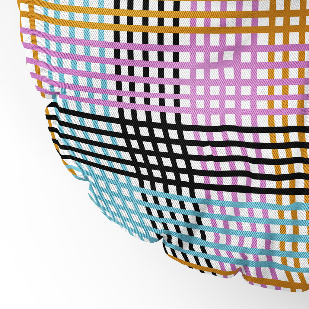 Mirimo Multicolor Gingham Grid Floor Pillow Round
