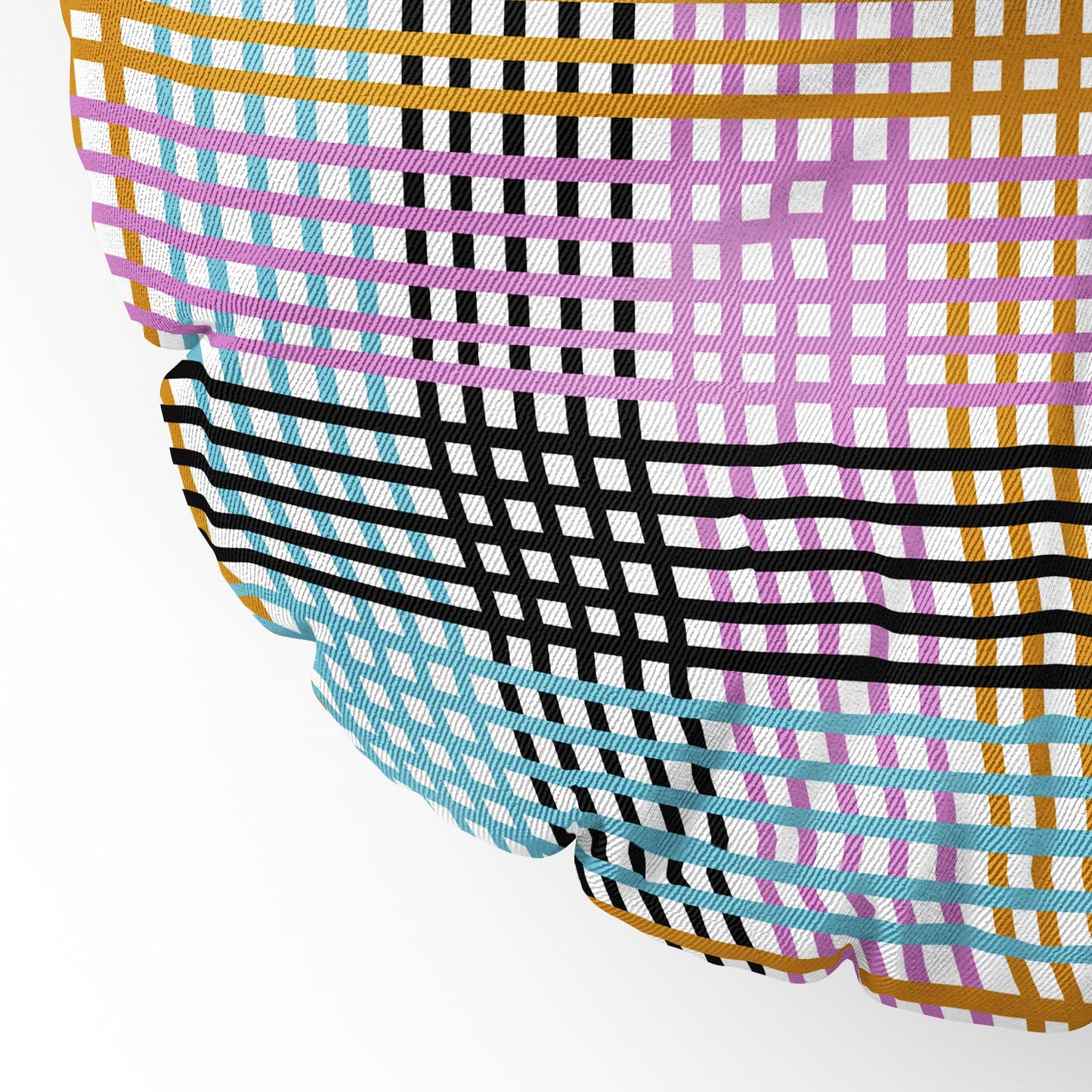 Mirimo Multicolor Gingham Grid Floor Pillow Round
