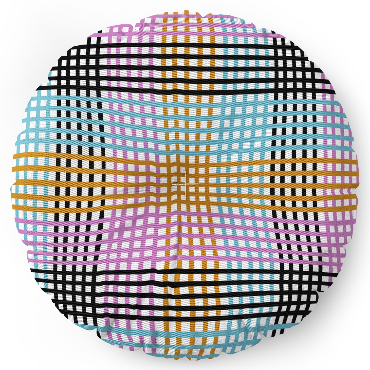 Mirimo Multicolor Gingham Grid Floor Pillow Round
