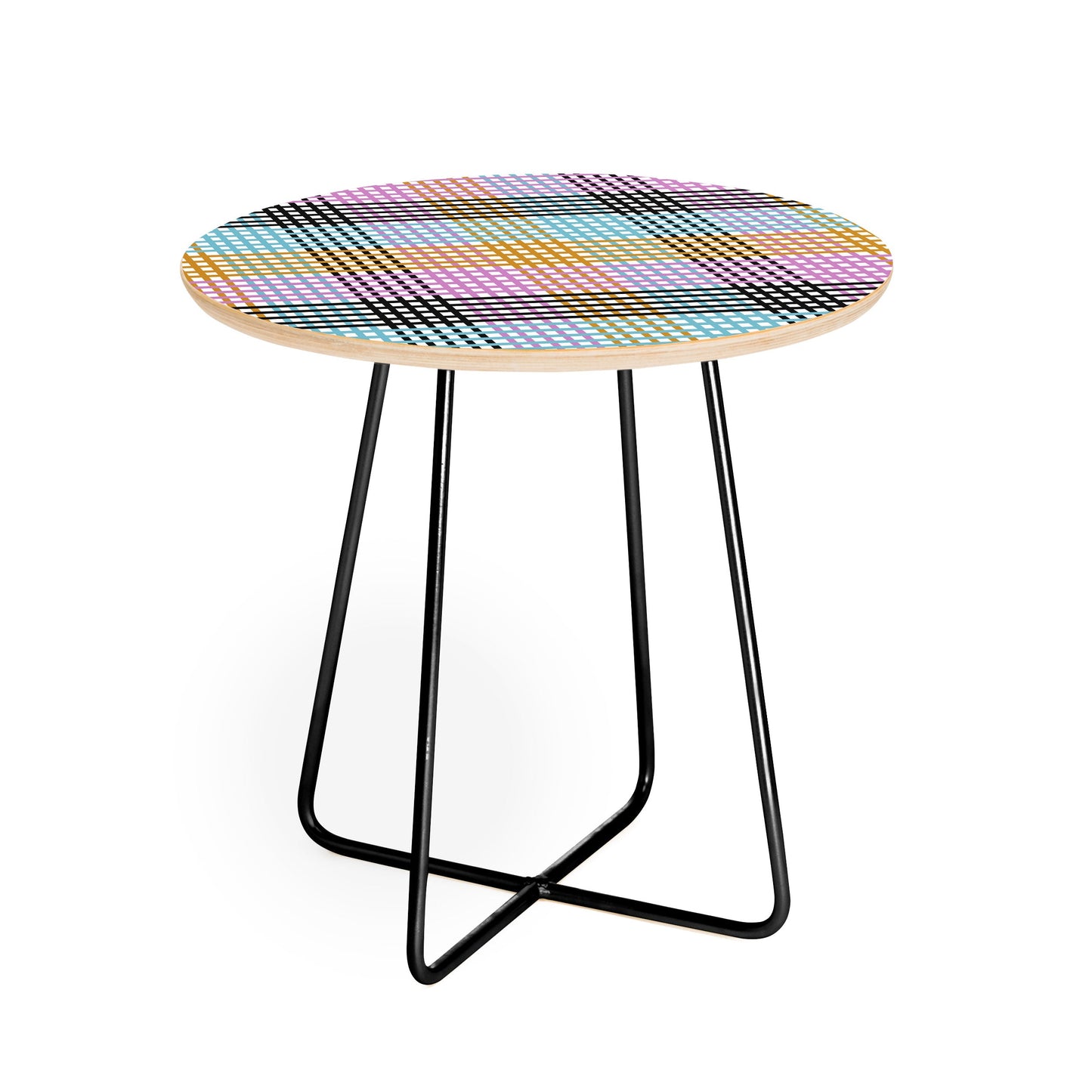 Mirimo Multicolor Gingham Grid Round Side Table