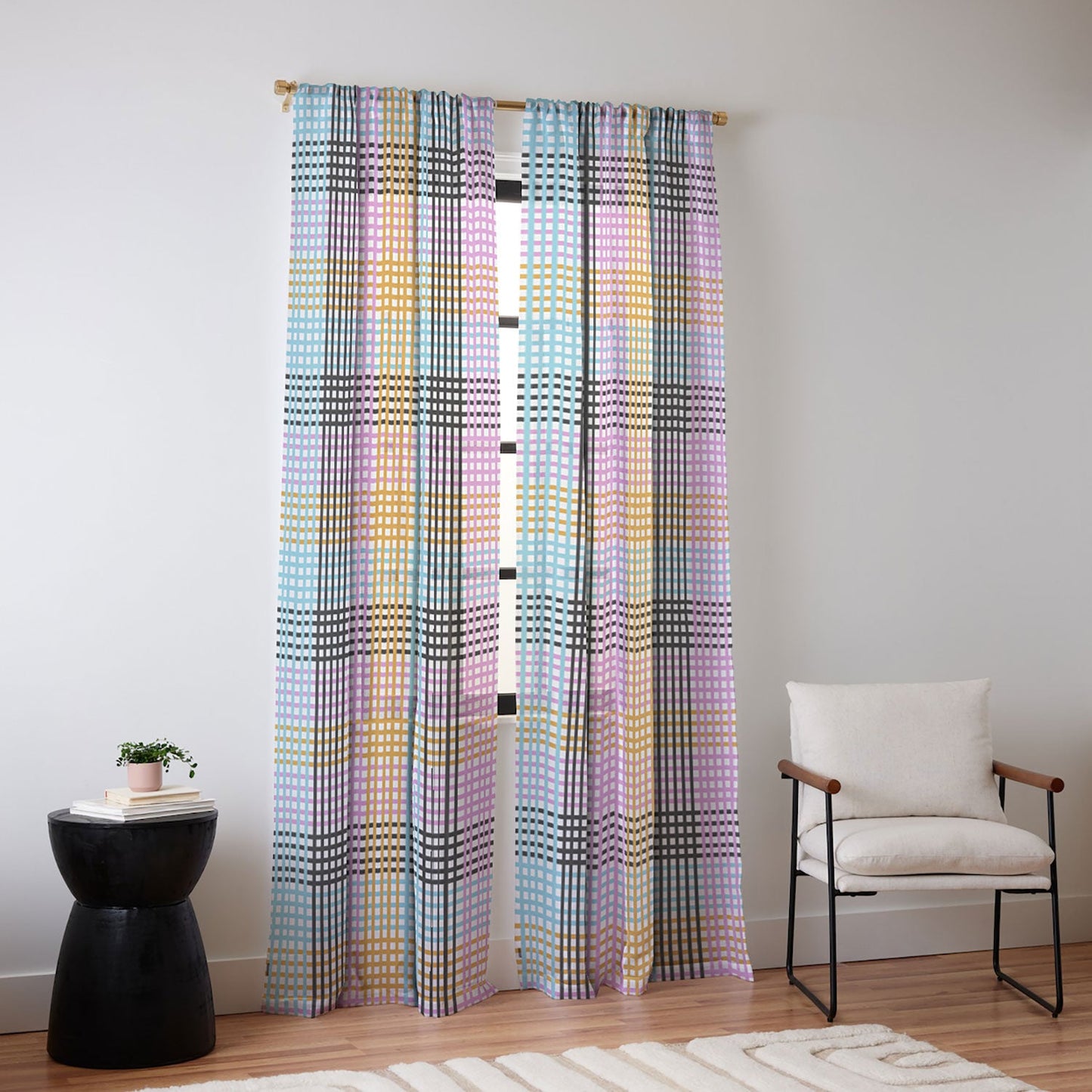 Mirimo Multicolor Gingham Grid Sheer Non Repeat