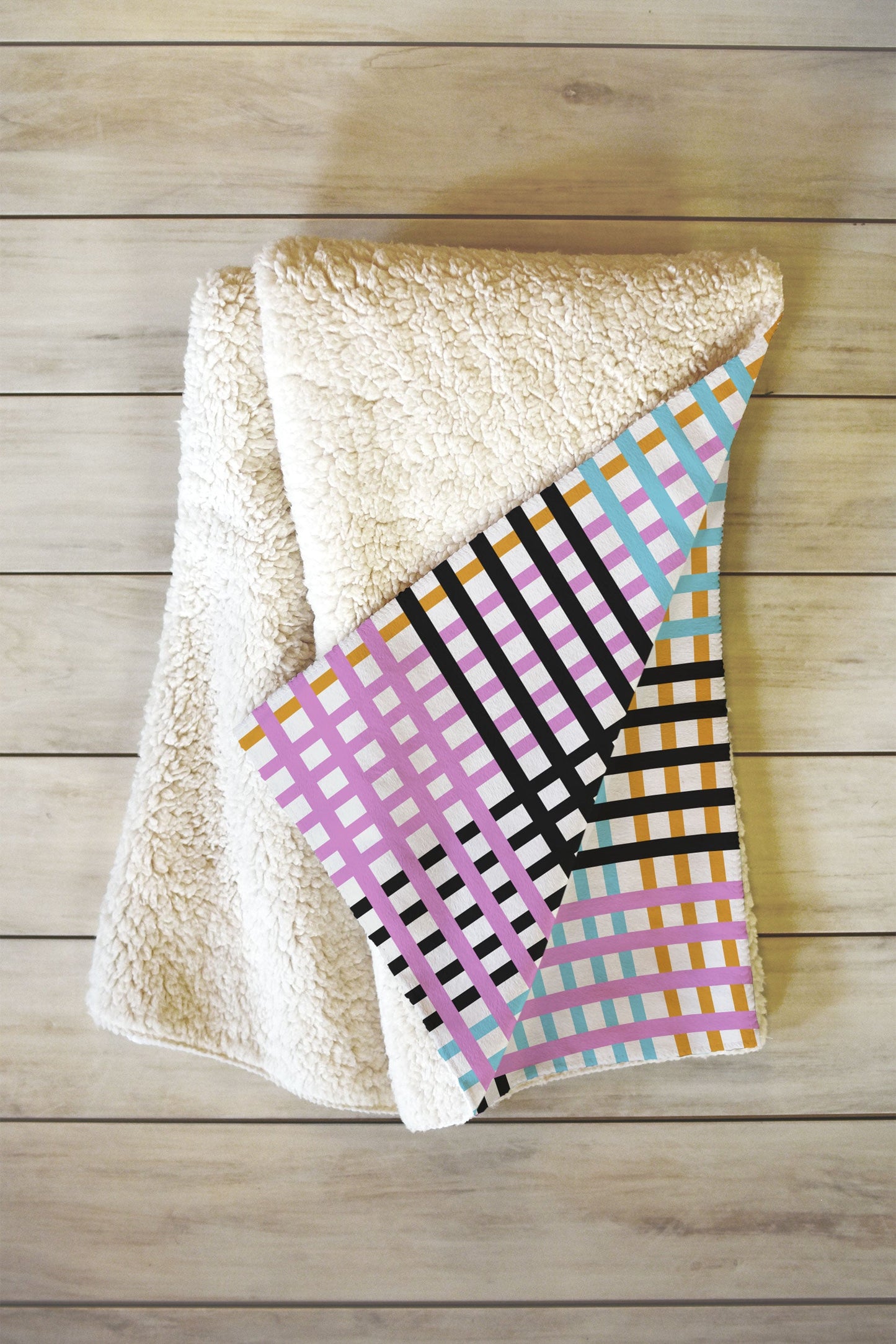 Mirimo Multicolor Gingham Grid Fleece Throw Blanket