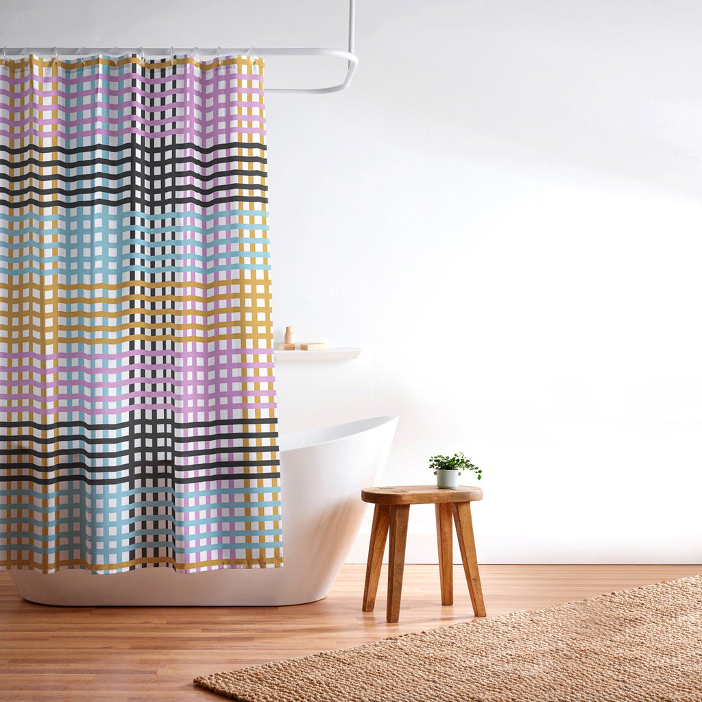Mirimo Multicolor Gingham Grid Shower Curtain