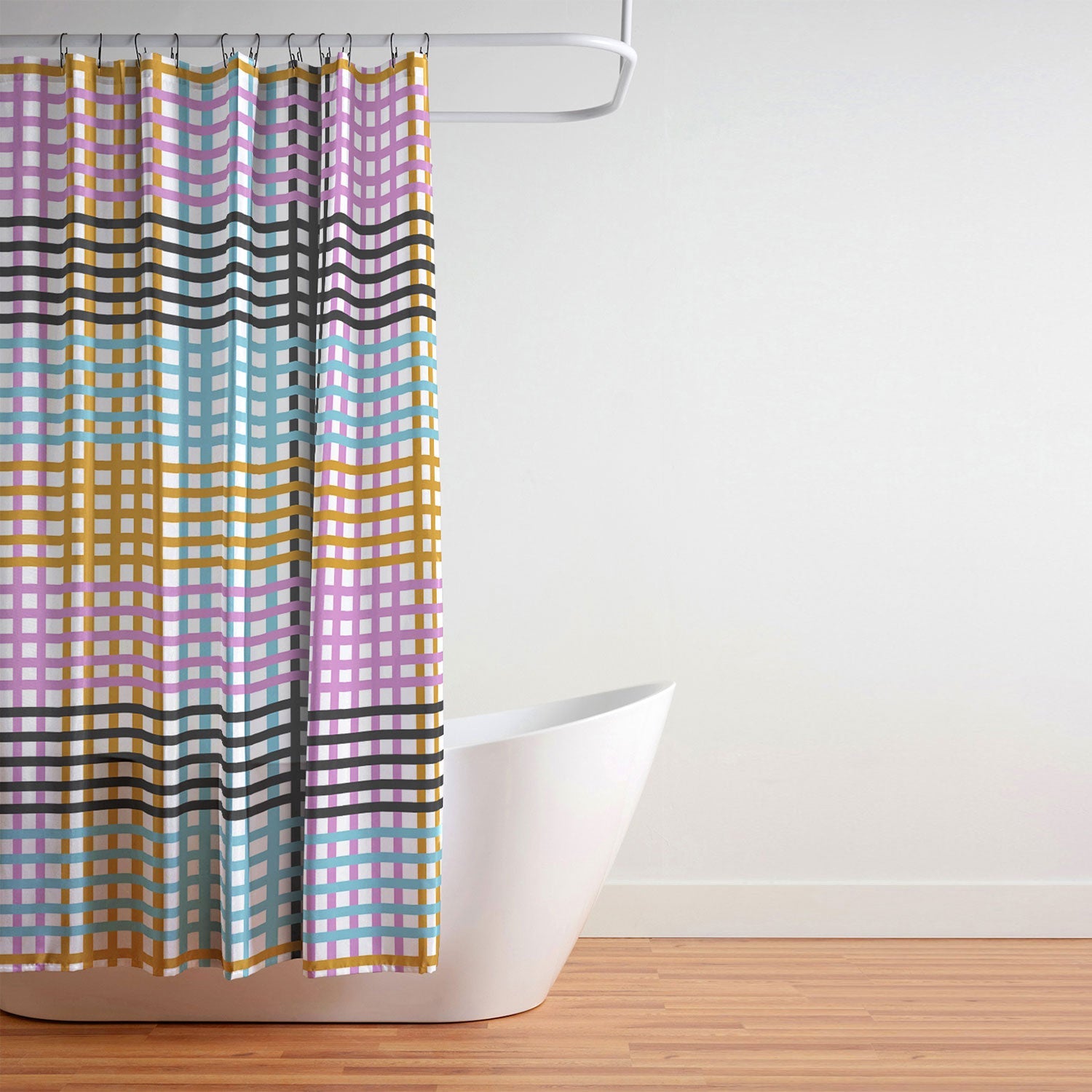 Mirimo Multicolor Gingham Grid Shower Curtain