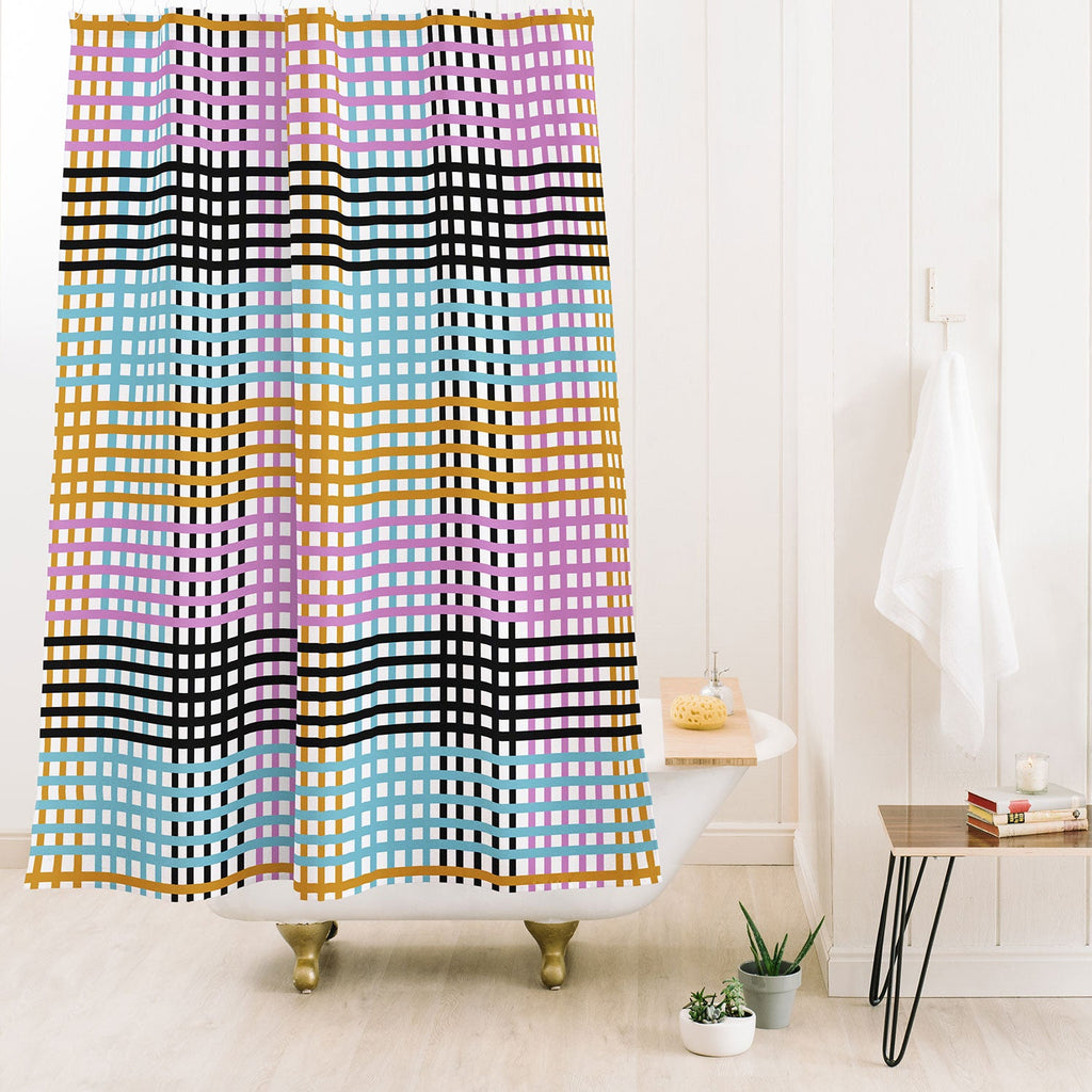 Mirimo Multicolor Gingham Grid Shower Curtain